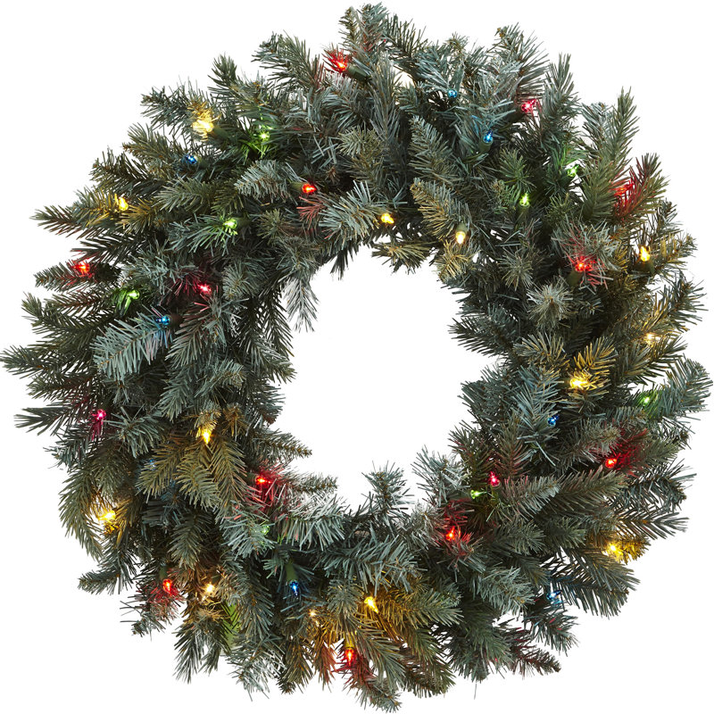 Charlton Home® 30" Lighted Plastic Wreath & Reviews Wayfair
